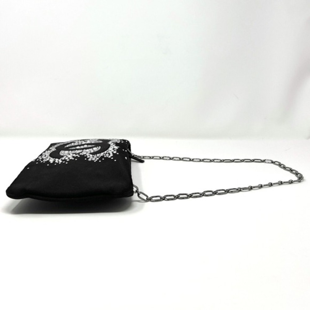 Chanel Black Satin Crystal CC Clutch‎ Chain Shoulder Bag - Picture 4 of 9